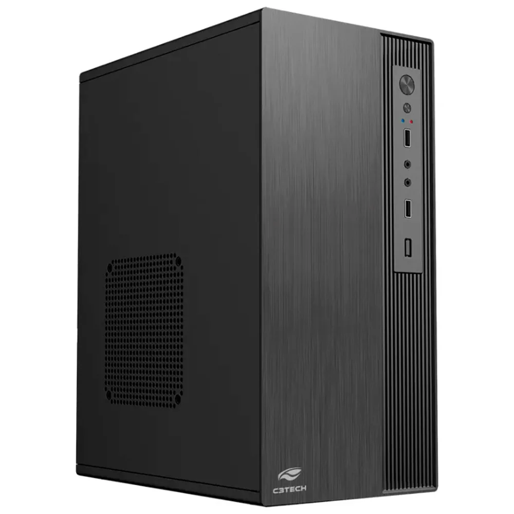 Gabinete Office C3tech Mt-37bk, C/ Fonte 200w Bivolt, Cabo De Energia, Usb, Áudio E Microfone Frontal, Micro Atx - Preto