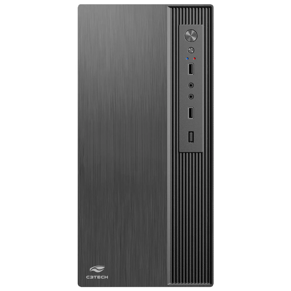 Imagem 4 de 5 do produto Gabinete Office C3tech Mt-37bk, C/ Fonte 200w Bivolt, Cabo De Energia, Usb, Áudio E Microfone Frontal, Micro Atx - Preto