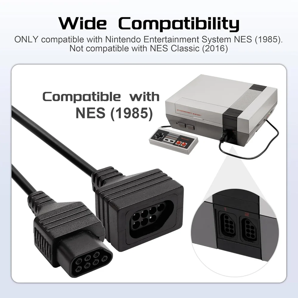 Imagem 5 de 5 do produto Cabo Extensor Extensão De Controle Para Nintendo Nes 7 Pinos 180cm