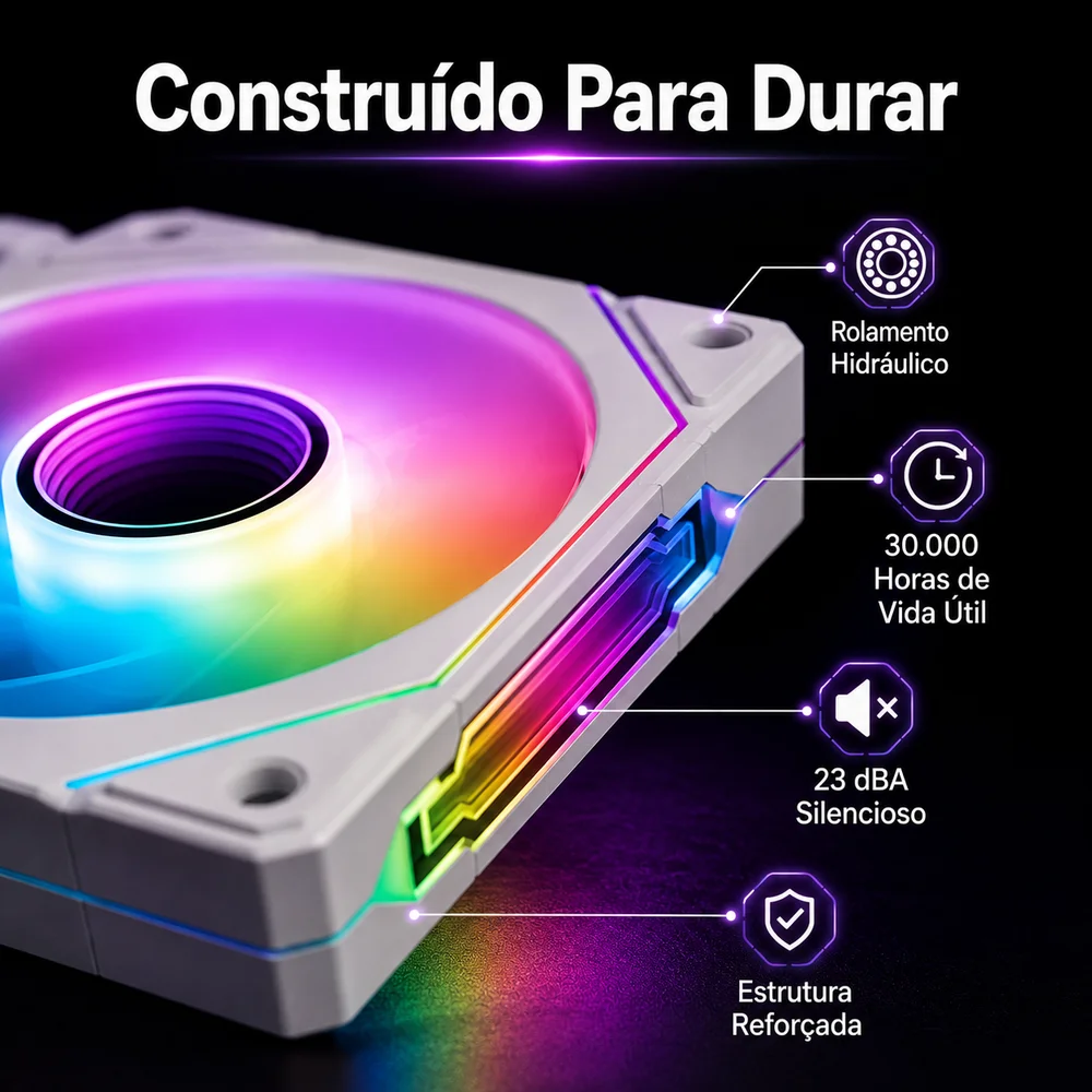 Kit 3 Fan Ventoinha Arvex Infinity White RGB 3x120mm Branco 6