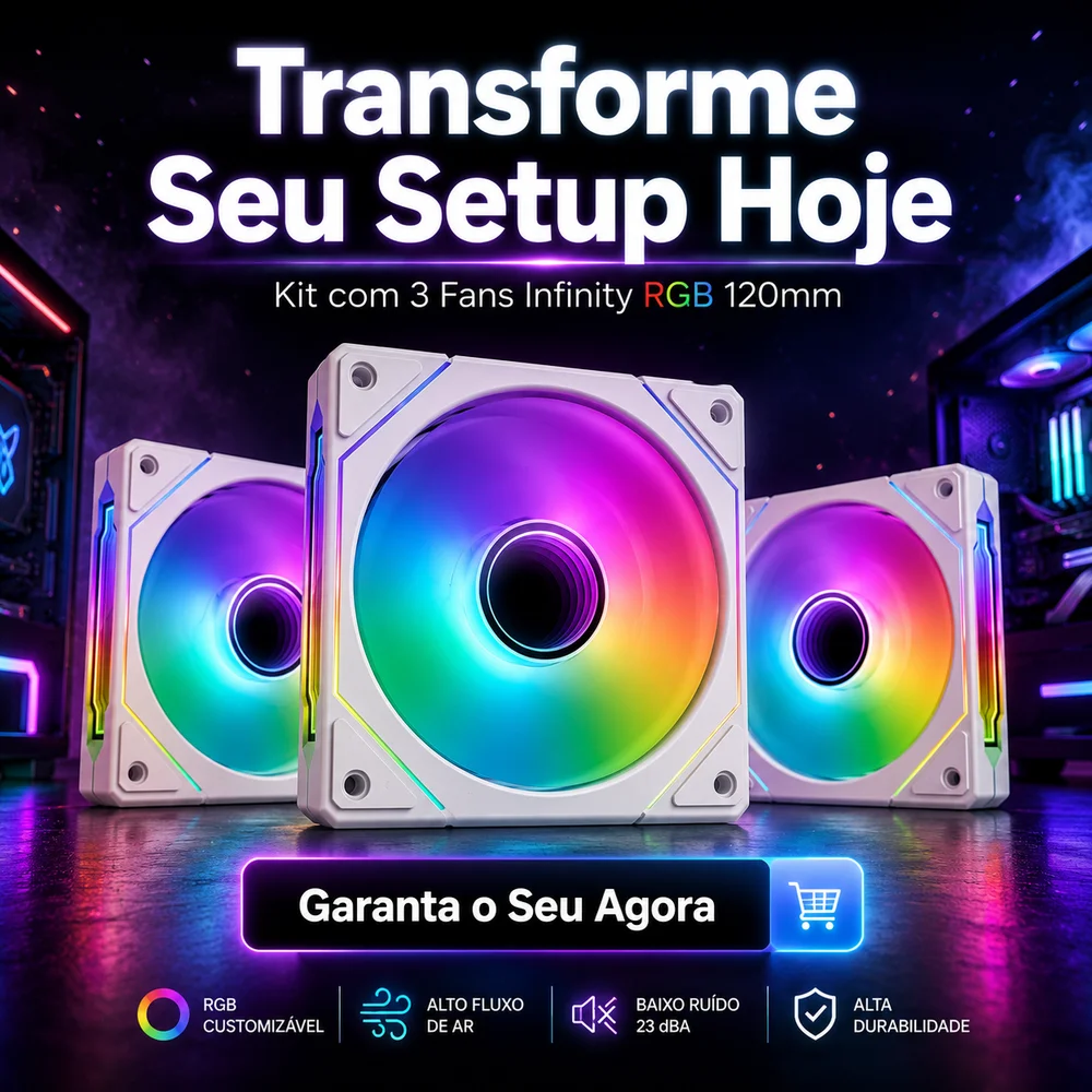 Kit 3 Fan Ventoinha Arvex Infinity White RGB 3x120mm Branco 7