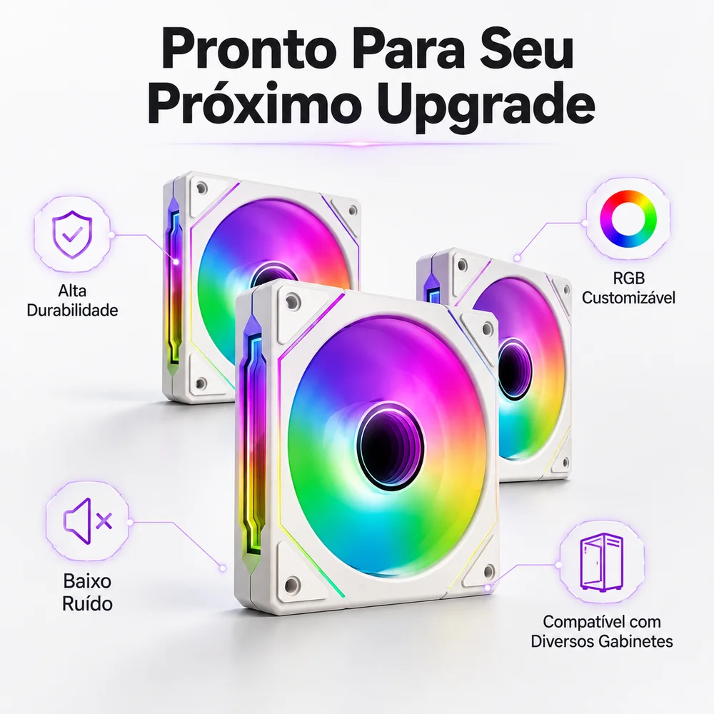 Kit 3 Fan Ventoinha Arvex Infinity White RGB 3x120mm Branco 8