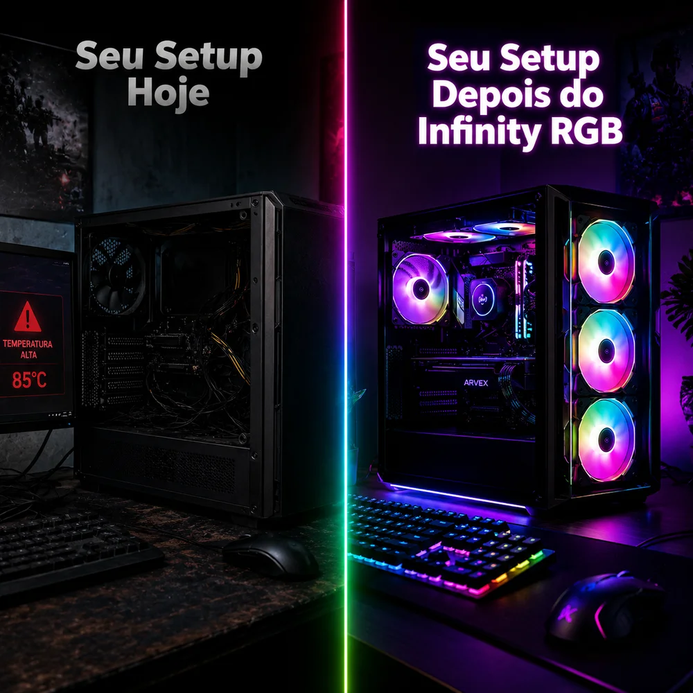 Kit 3 Fan Ventoinha Arvex Infinity RGB 3x120mm Preto Black 5