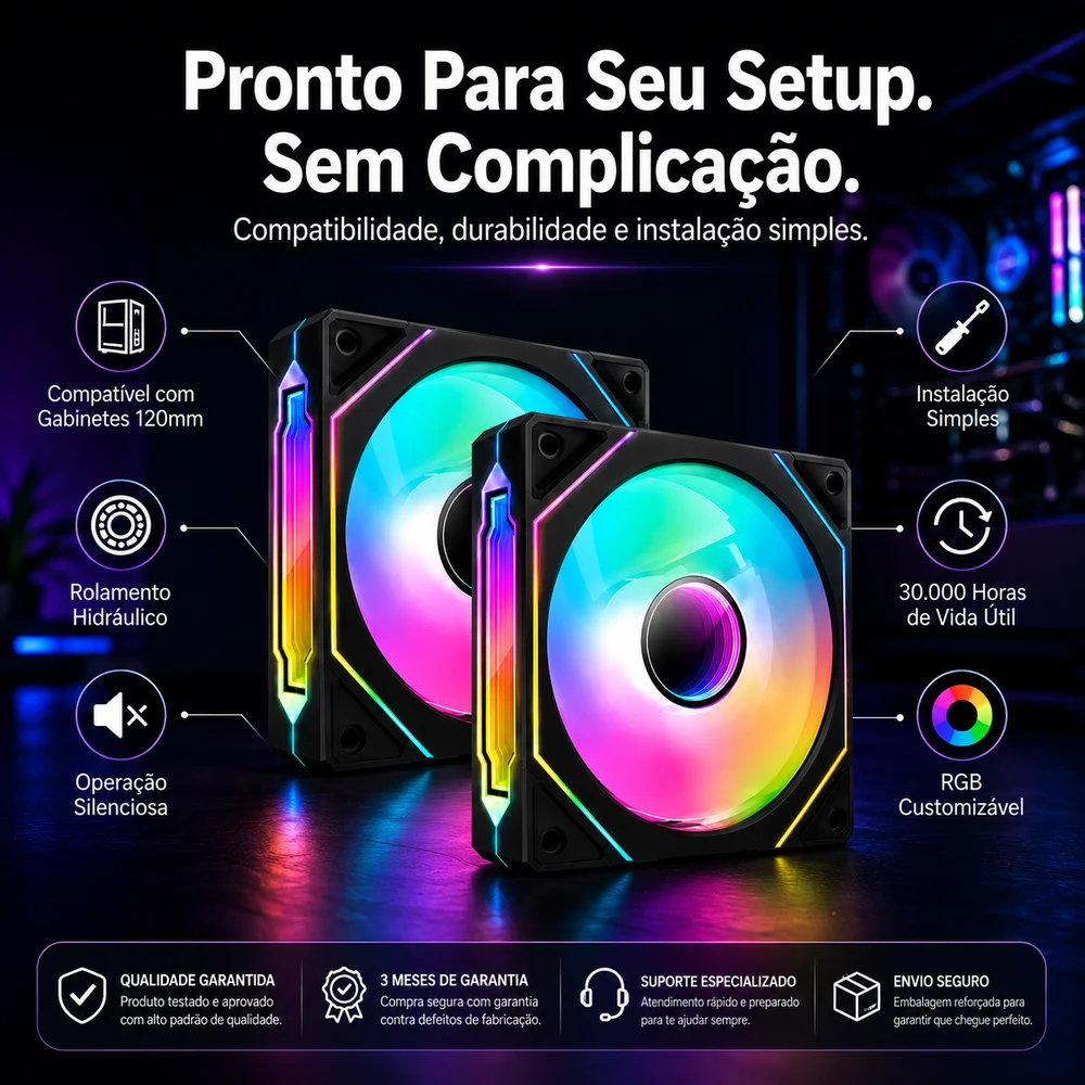Kit 3 Fan Ventoinha Arvex Infinity RGB 3x120mm Preto Black 7