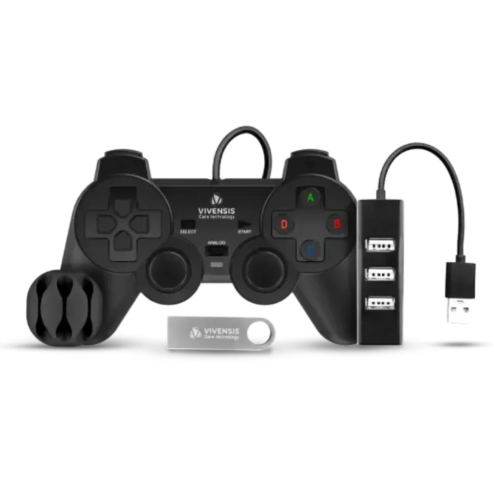 Imagem 3 de 4 do produto Kit Vx Gamer Vivensis Com Controle Usb, Pendrive 8GB Com 30 Jogos E Hub Usb