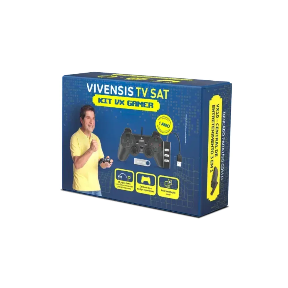 Imagem 4 de 4 do produto Kit Vx Gamer Vivensis Com Controle Usb, Pendrive 8GB Com 30 Jogos E Hub Usb