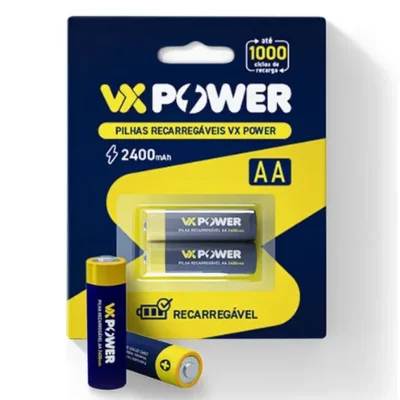 Pilhas Aa Recarregáveis Vx Power 2400mah Ni-mh 2 Unidades - V0508