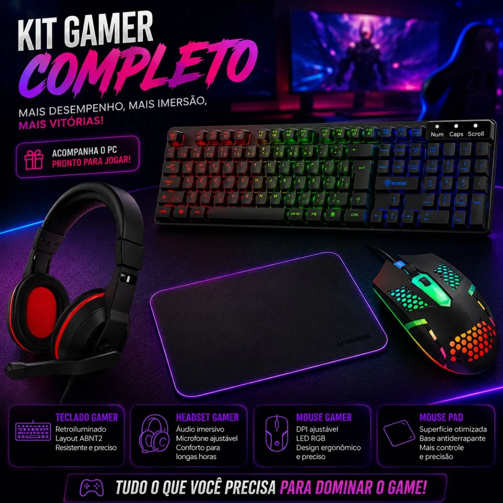 PC Gamer Completo i7 3ª Geração Rx580 SSD 256gb 16gb Ram Tpm 2.0 Win 11 - view 3