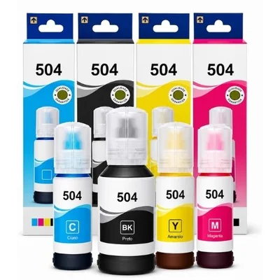 Kit Refil De Tinta T504 Kit Com 4 Cores Sendo Black, Cyan, Magenta, Yellow