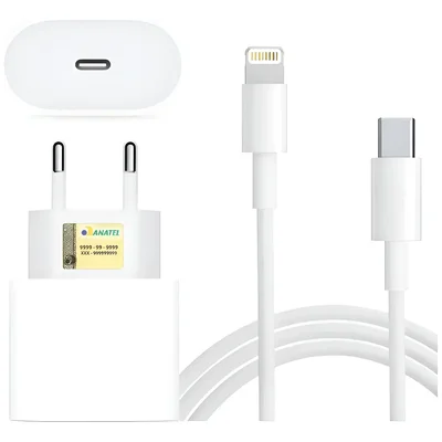 Kit Carregador De Iphone Fonte Com Cabo Carregamento Rápido 1m Pd 20w