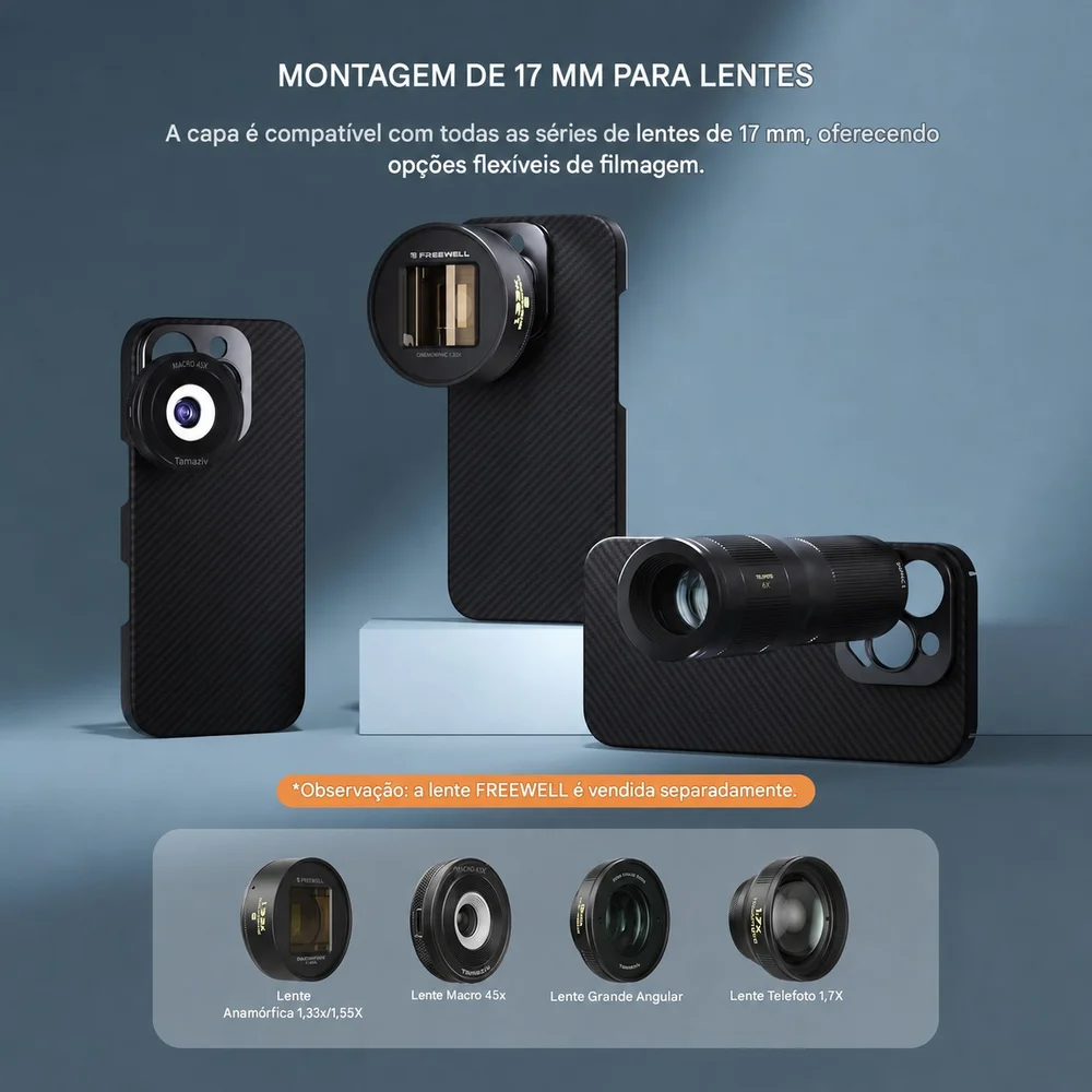 Imagem 2 de 5 do produto Capa Case Sherpa Para Iphone 16 Pro Max Com Encaixe De Filtros E Lentes 17mm - Freewell