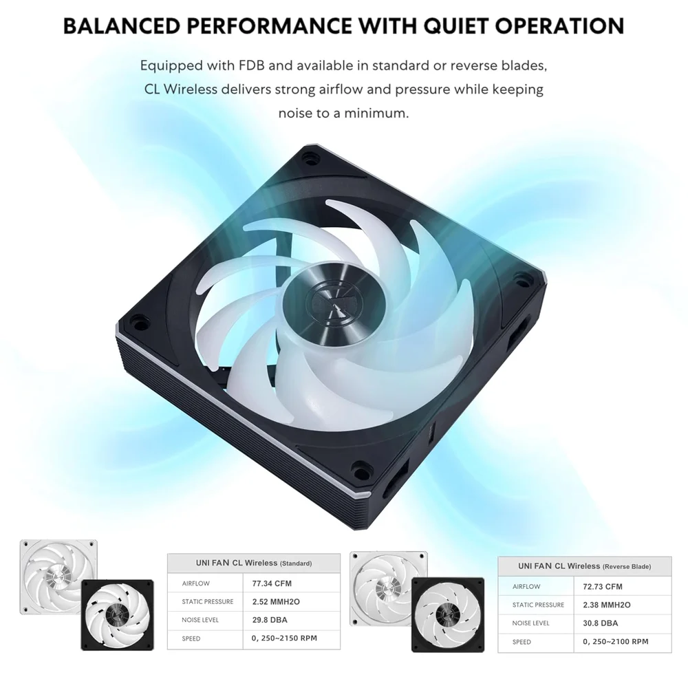 Fan Lian Li Uni Fan Cl Wireless ARGB Preto 120 Mm 12cl1w1b 5