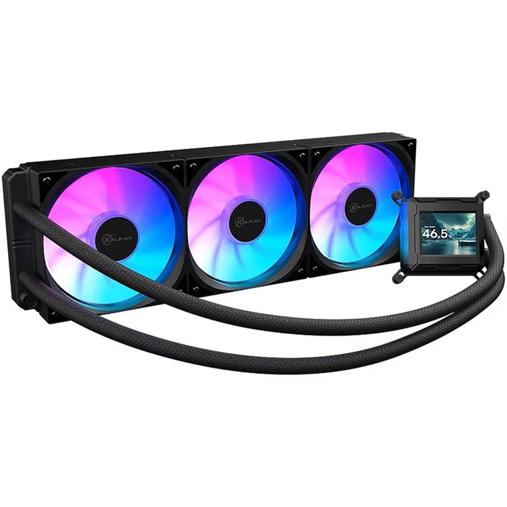 Imagem 2 de 4 do produto Water Cooler Kalkan Aura Lcd 360, 360mm, ARGB, Com Display Lcd, Intel-amd, Preto, Klk00103