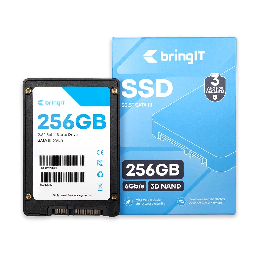 SSD Bringit 256gb Sata Iii Leitura 550mb/s Gravação 500mb/s