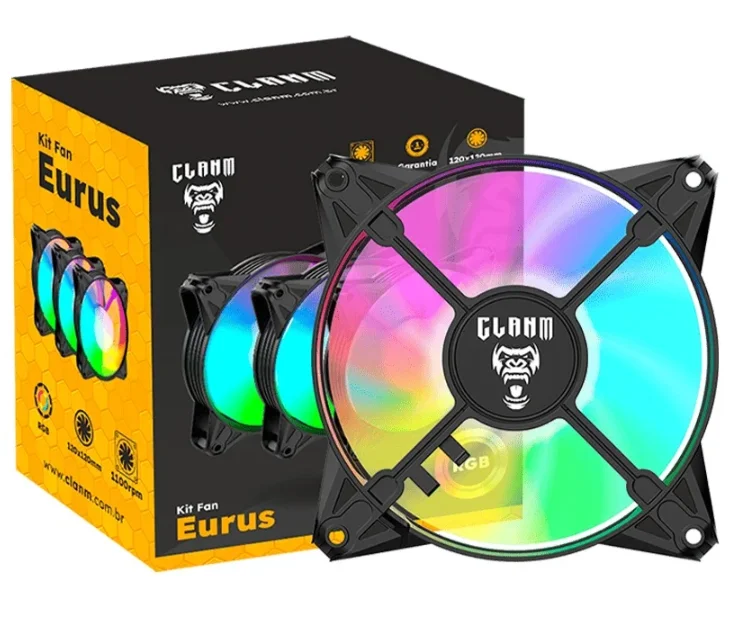 Kit Fan Eurus RGB 120x120mm 1100rpm C/3 Clanm 4