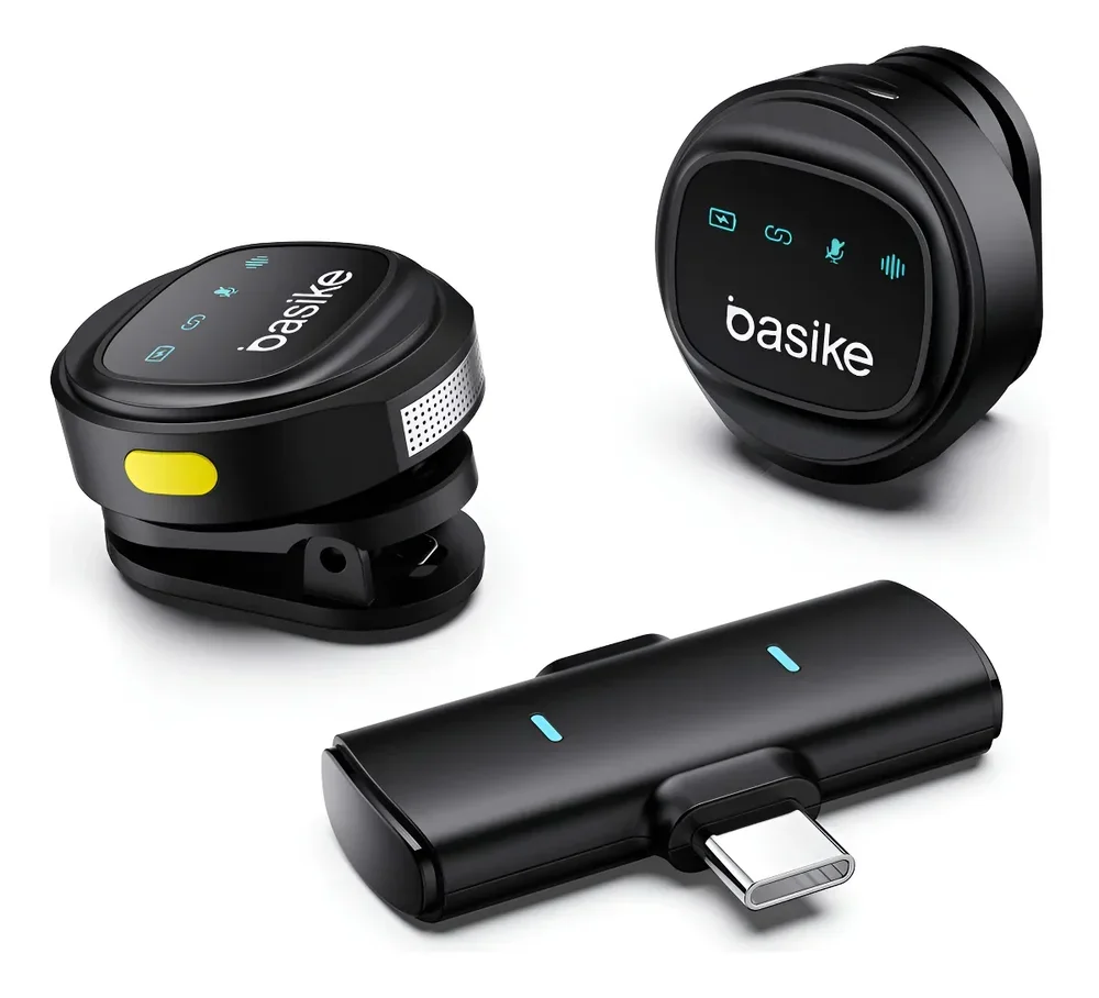 Lapela Microfone Sem Fio Wireless - Kit 2 Microfones Receptor Tipo-c Estojo Recarregável Com Display Digital Para Celular Vídeos Lives Podcast