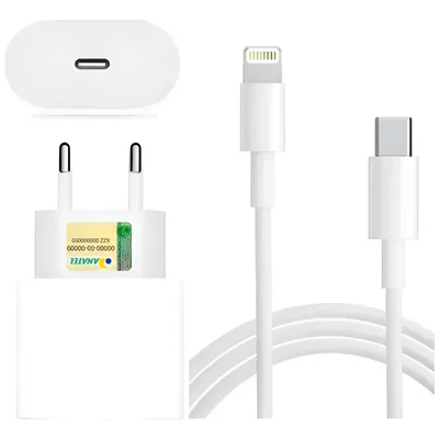 Carregador Turbo Usb-c De 20w Para Iphone Com Cabo De 1m, Bivolt