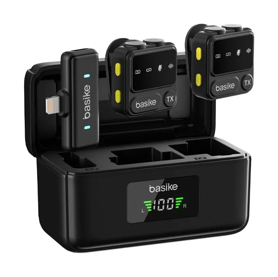 Microfone De Lapela Sem Fio Basike Ba-mic0004 P/ Iphone Ipad Entrada Lightning
