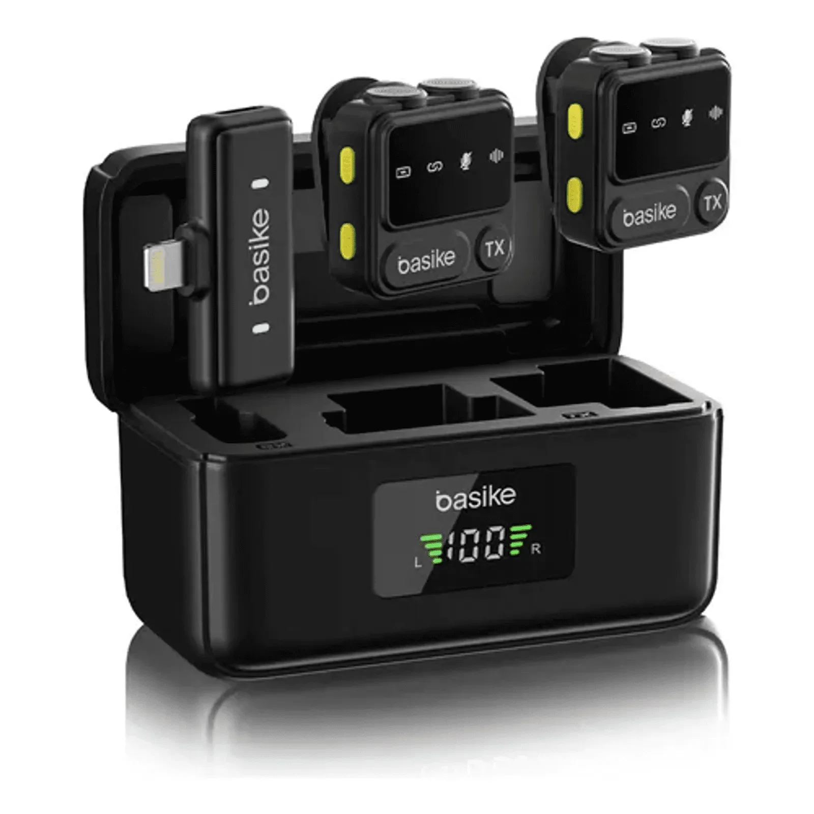 Microfone Lapela Sem Fio Basike Duplo Redução Ruído Pro Lightning