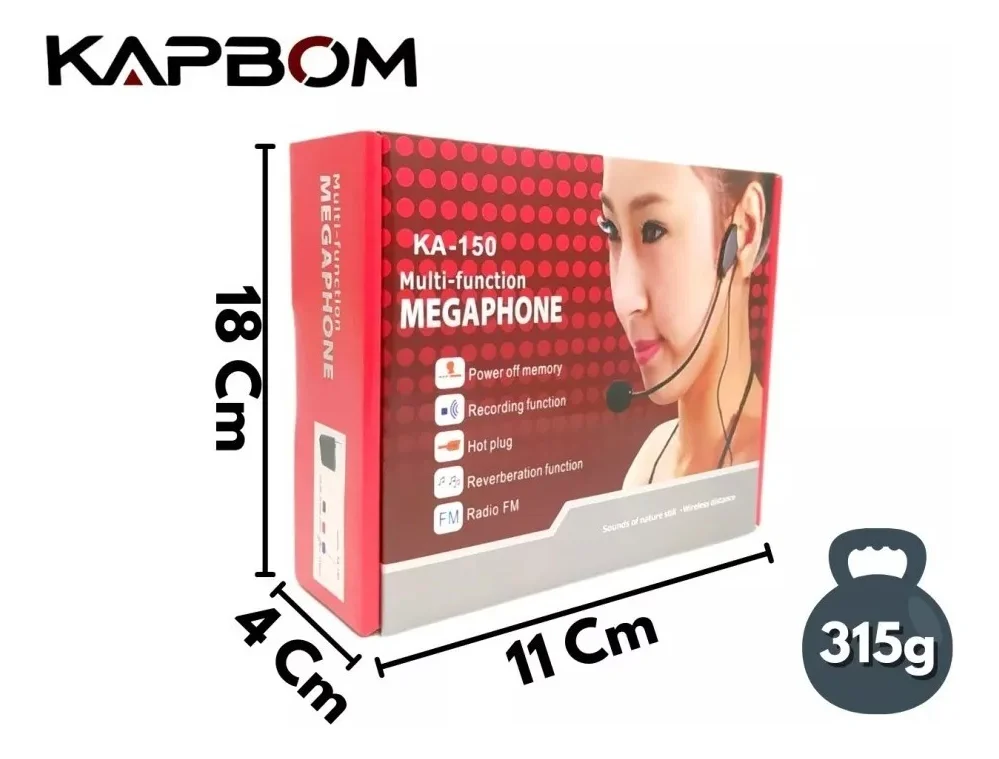 Imagem 4 de 5 do produto Megafone Amplificador De Voz Portátil Com Microfone Headset Recarregável