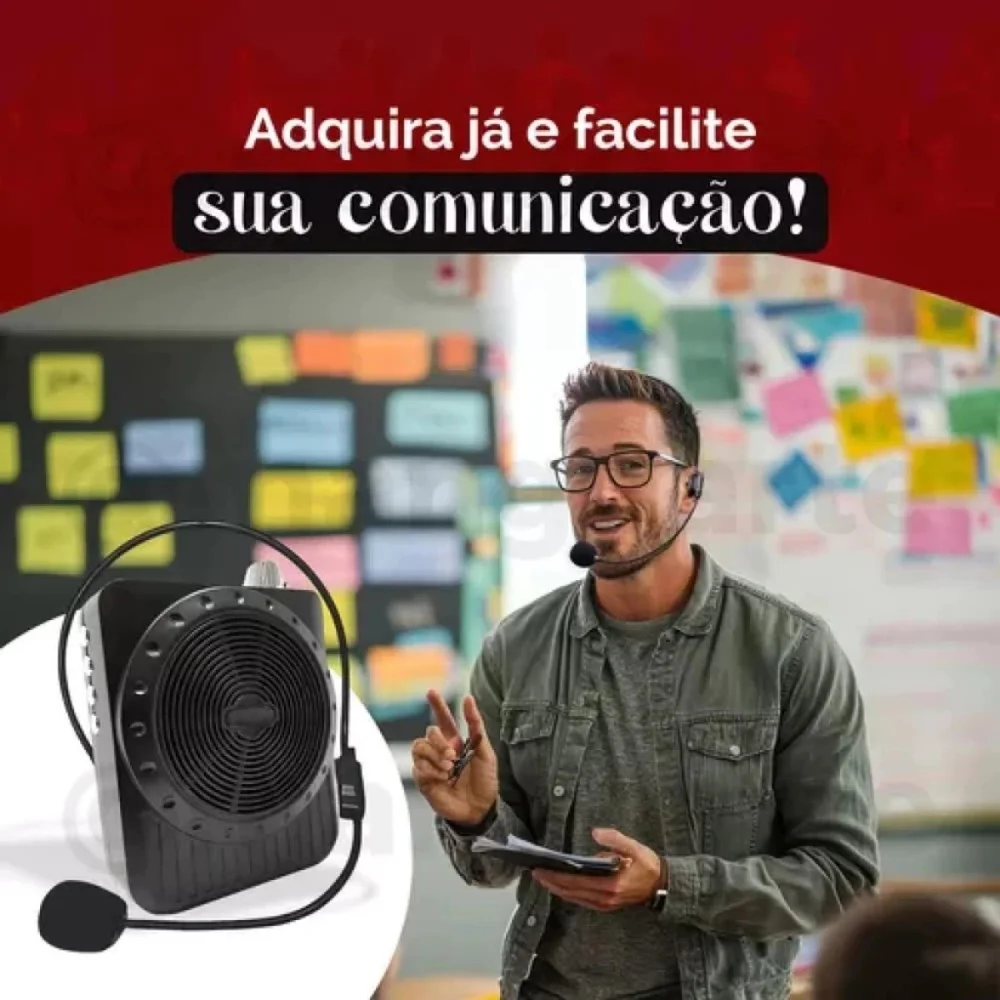 Imagem 5 de 5 do produto Megafone Amplificador De Voz Portátil Com Microfone Headset Recarregável