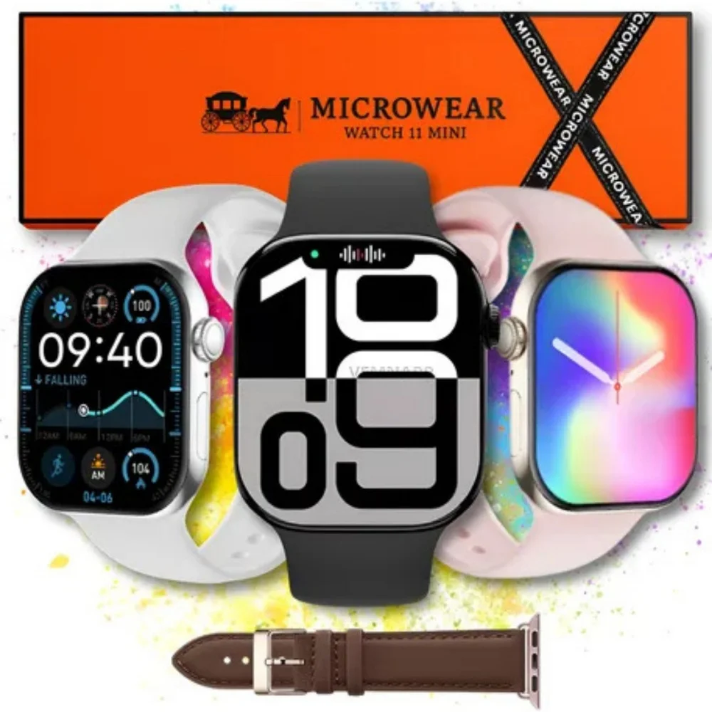 Imagem 2 de 3 do produto Smartwatch W11 Mini 41mm Microwear AmoLED Faz Recebe Ligação 1gb Memória Esportes - Prata
