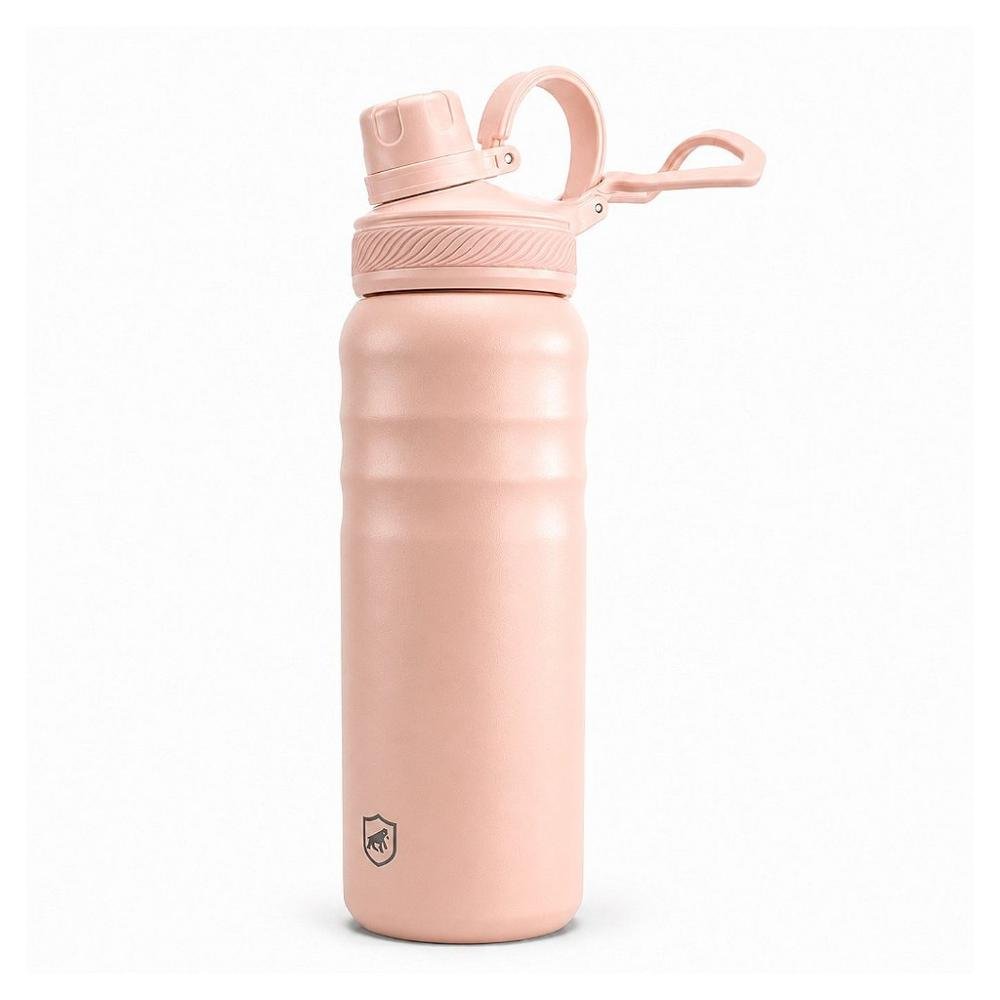 Garrafa Térmica Aço Inoxidável De Parede Dupla 700ml, Quente Ou Frio, Antivazamento Com Alça De Silicone - Rosa - Armor - Gshield