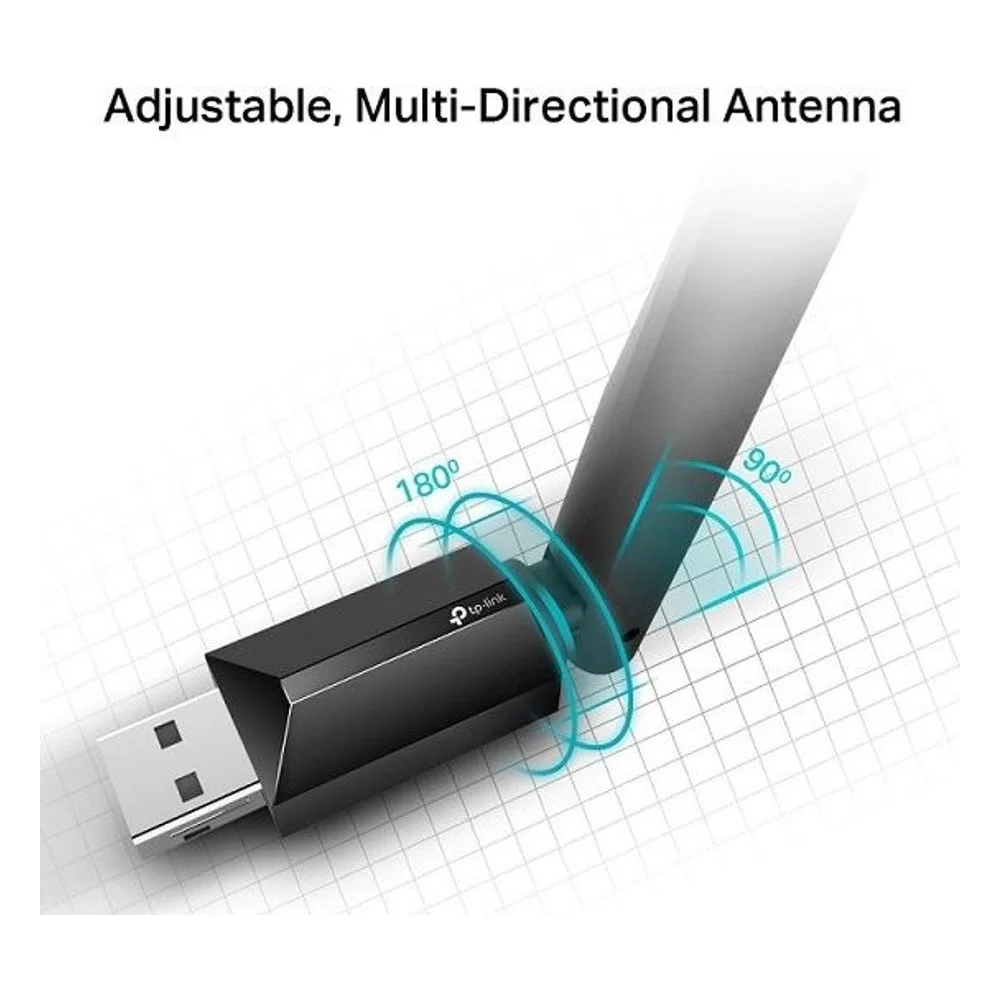 Imagem 3 de 3 do produto Adaptador Wi-fi Tp-link Archer T2u Plus Ac600 Dual Band Usb 2.0 600mbps Antena Externa Compatível WINDOWS Mac