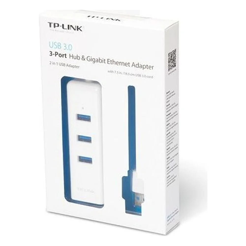 Imagem 2 de 3 do produto Adaptador Ethernet Tp-link Ue330 Usb 3.0 Gigabit 3 Portas Hub Multifunção Alta Velocidade Plug And Play