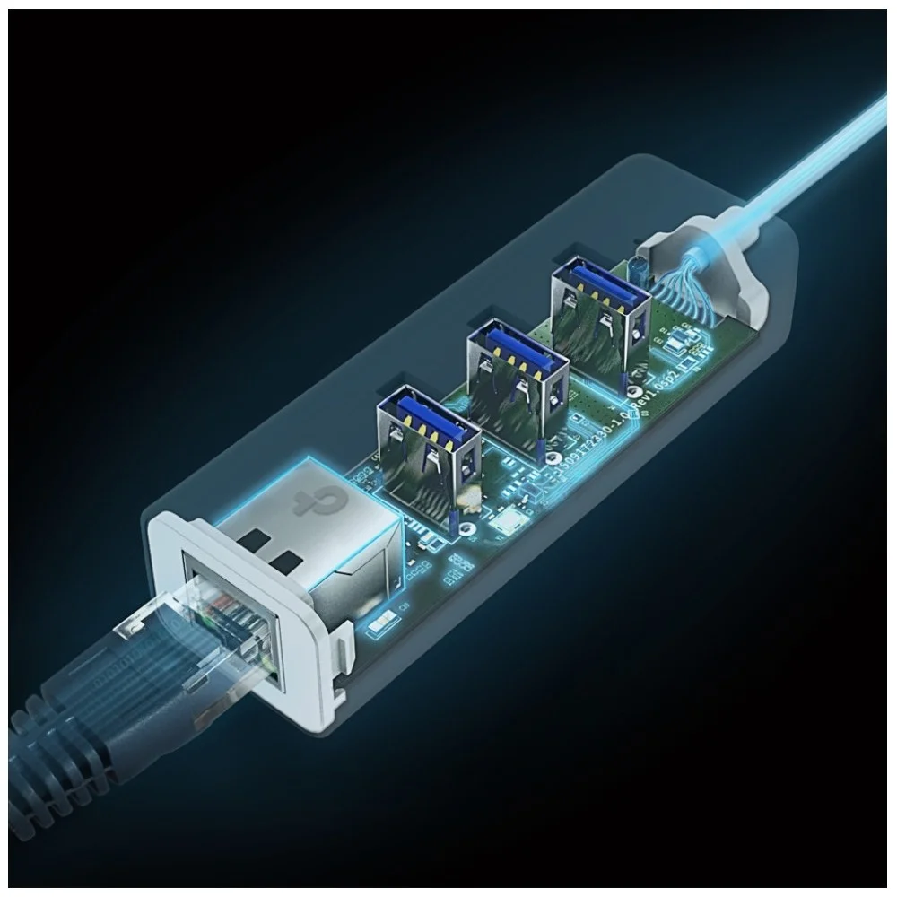 Imagem 2 de 3 do produto Adaptador Usb-c Tp-link Ue330c Ethernet Gigabit 3 Portas Usb 3.0 Conexão Rápida Plug And Play Compatível Mac WINDOWS