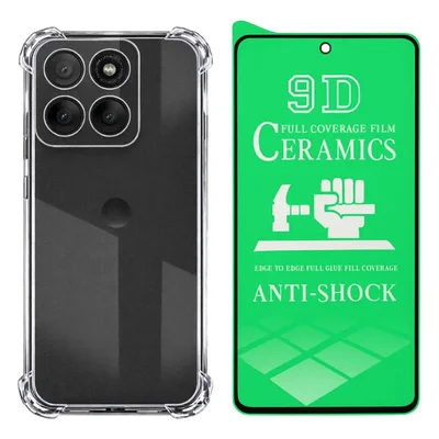 Kit Capa Anti Impactos Tpu + Película De Cerâmica 9d Para Moto G67 5g