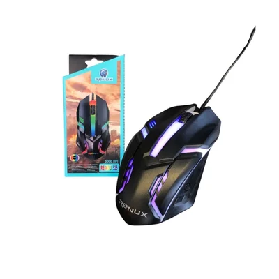 Mouse Gamer Renux 525 RGB 3000 Dpi Usb Ergonômico Com Fio