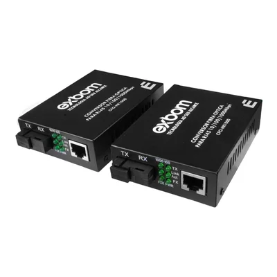 Par De Conversor Mídia Fibra Óptica A+b Ef-exbom Gigabit 20km Para Rj45 10/100/1000 Mbps