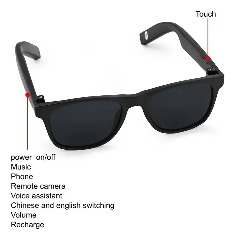 Imagem 2 de 4 do produto Óculos De Sol Premium Inteligente Bluetooth Com Áudio Open Ear, Microfone, Proteção Uv