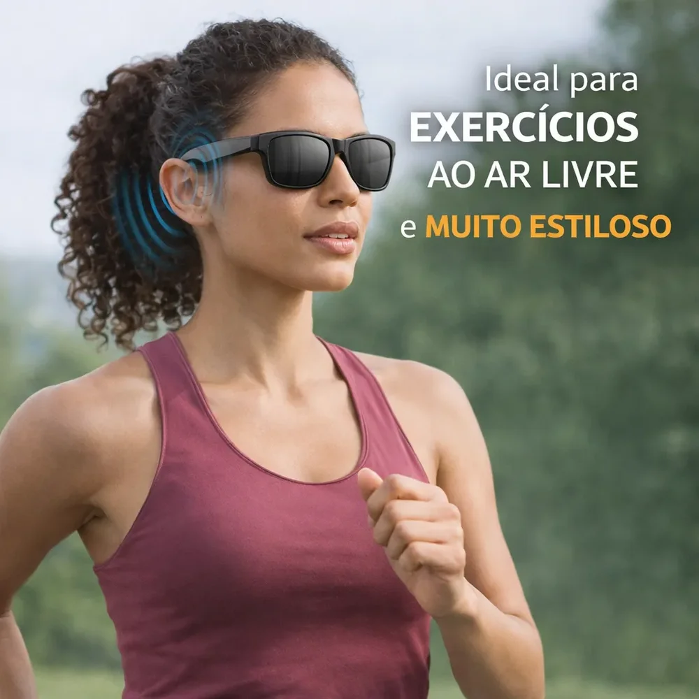 Imagem 4 de 4 do produto Óculos De Sol Com Fone De Ouvido Bluetooth Sem Fio Preto