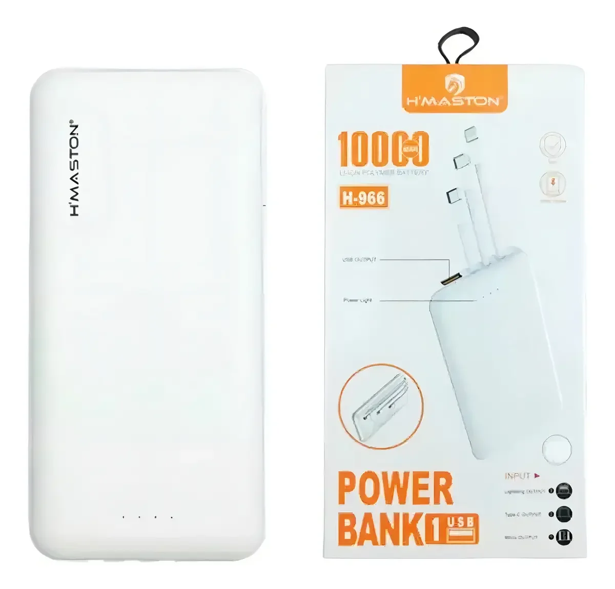 Carregador Portátil Power Bank 10.000mah Universal Turbo Branco