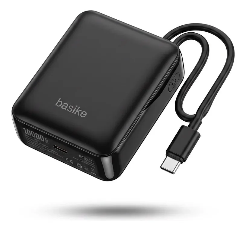 Basike Power Bank 22.5w 20000mah Com Display Carregamento Rápido Power 4-saídas Com Cabo Embutido Usb-c E Lig Htning, Rápido