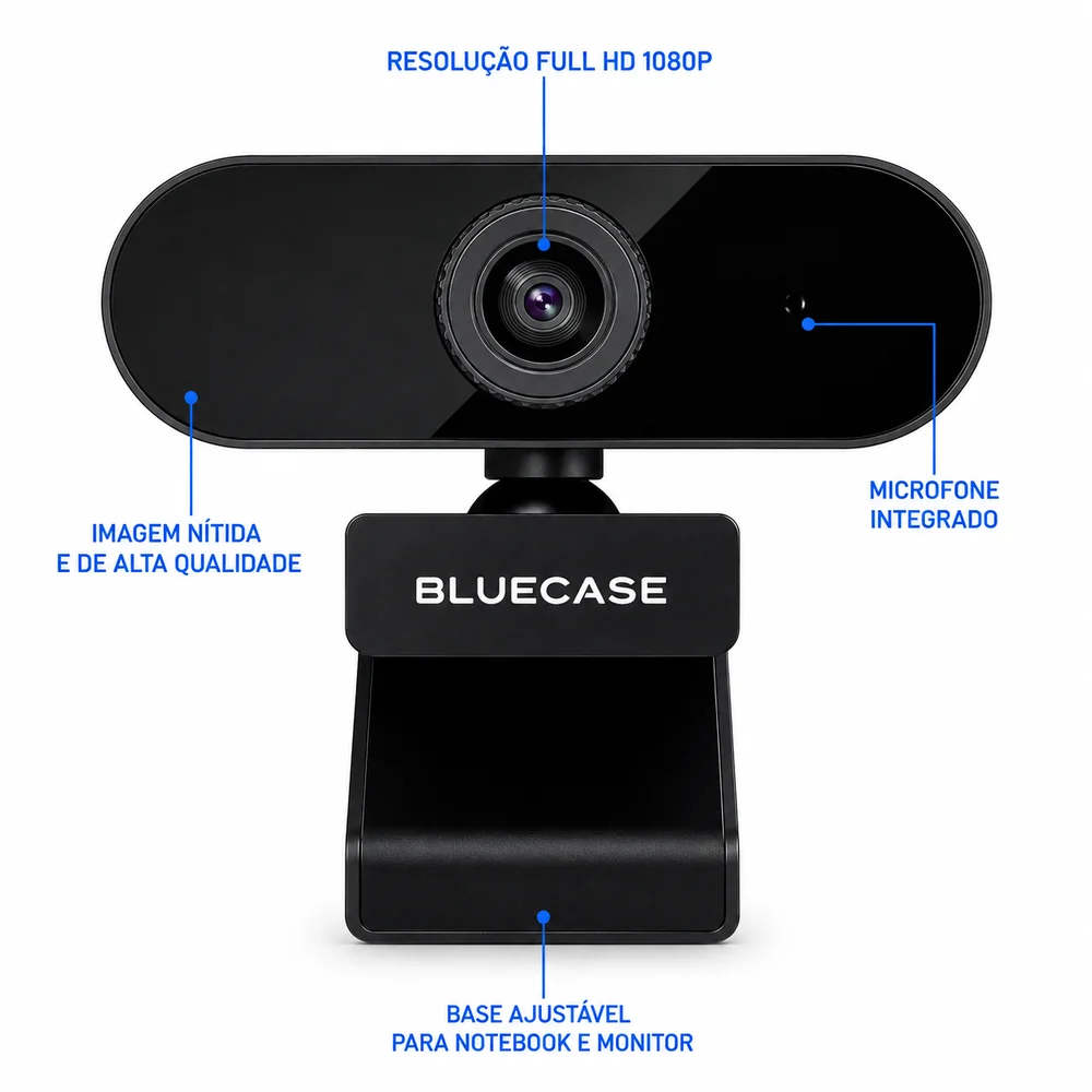 Imagem 2 de 4 do produto Webcam Full Hd 1080p Bluecase Com Microfone Usb