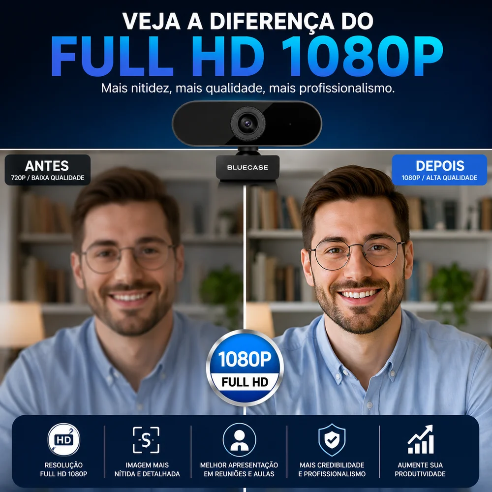 Imagem 4 de 4 do produto Webcam Full Hd 1080p Bluecase Com Microfone Usb