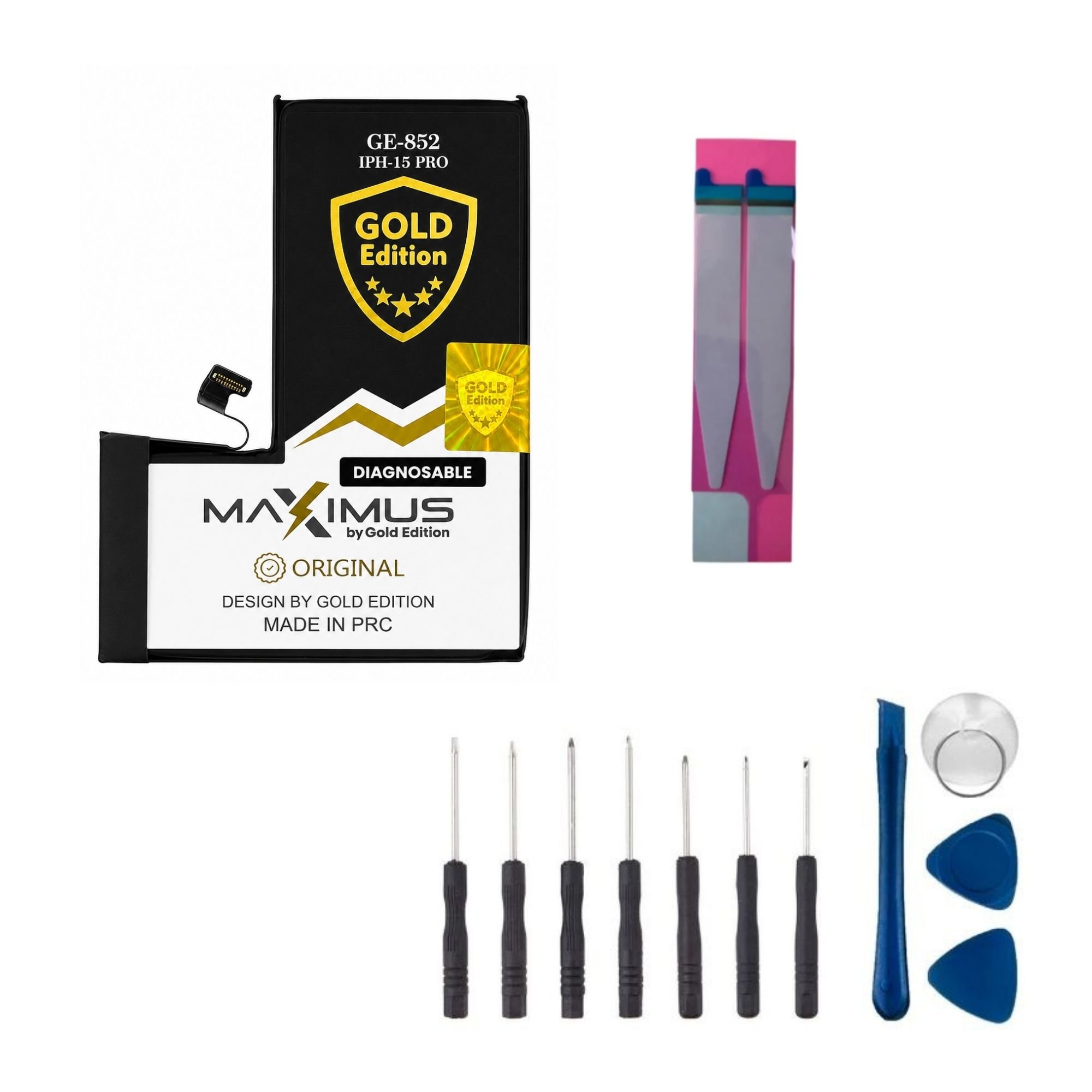 Kit Reparação De Bateria Gold Compatível Iphone 15 Pro 100%
