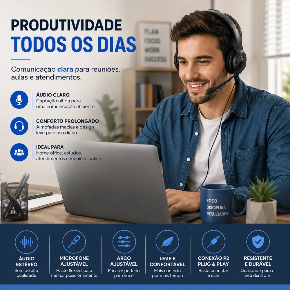 Imagem 2 de 4 do produto Headset Bluecase Bh02b P2 Com Microfone Preto