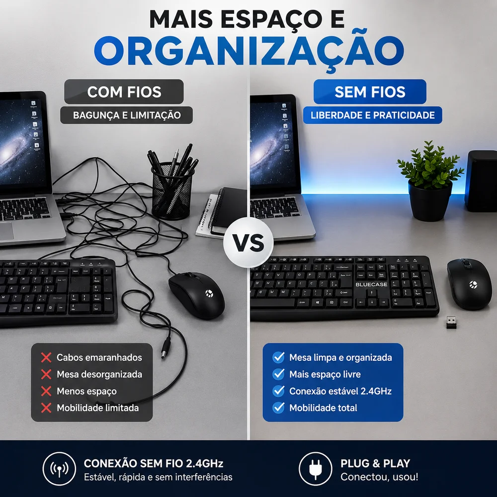 Imagem 2 de 4 do produto Kit Teclado E Mouse Sem Fio Bluecase Bmtw01 Abnt2