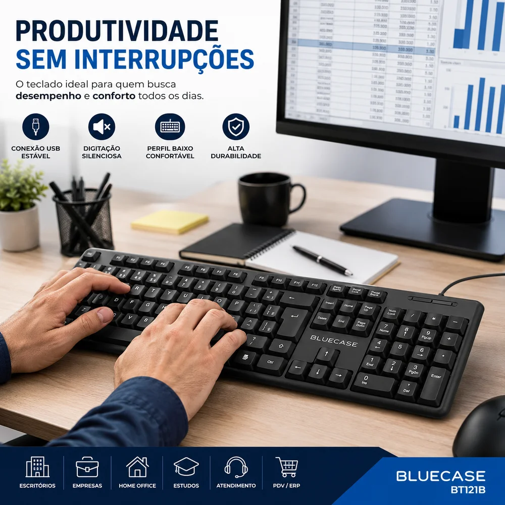 Imagem 3 de 4 do produto Teclado Usb Bluecase Bt121b Abnt2 Multimídia Preto