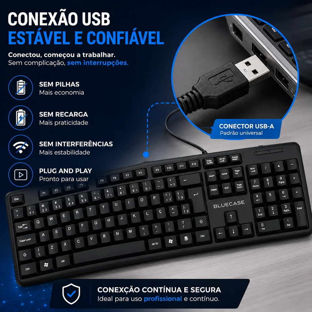 Imagem 4 de 4 do produto Teclado Usb Bluecase Bt121b Abnt2 Multimídia Preto