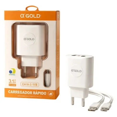 Carregador A-gold Ca18-v8 Usb Branco
