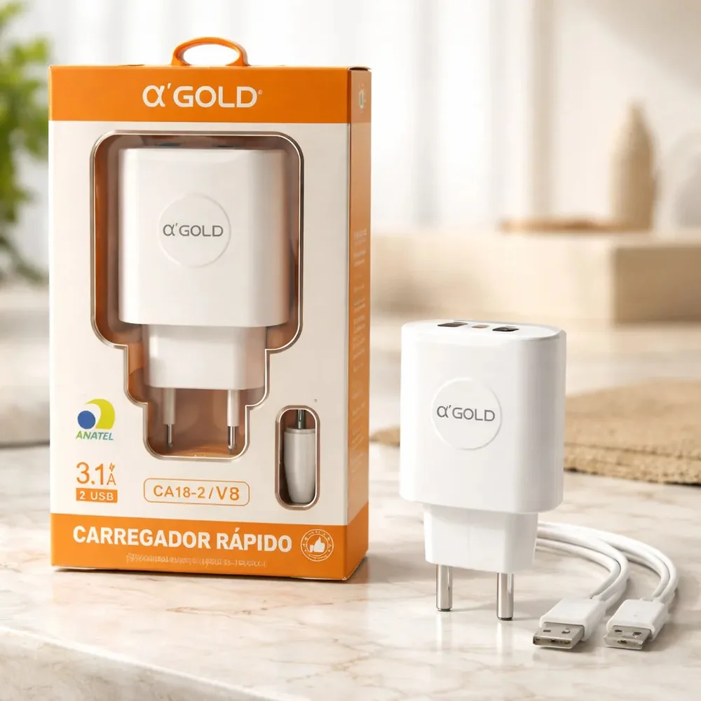 Imagem 4 de 5 do produto Carregador A-gold Ca18-v8 Usb Branco