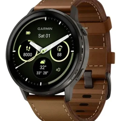 Relógio Garmin Venu 4 45mm Preto Pulseira De Silicone E Pulseira De Couro Marrom Extra