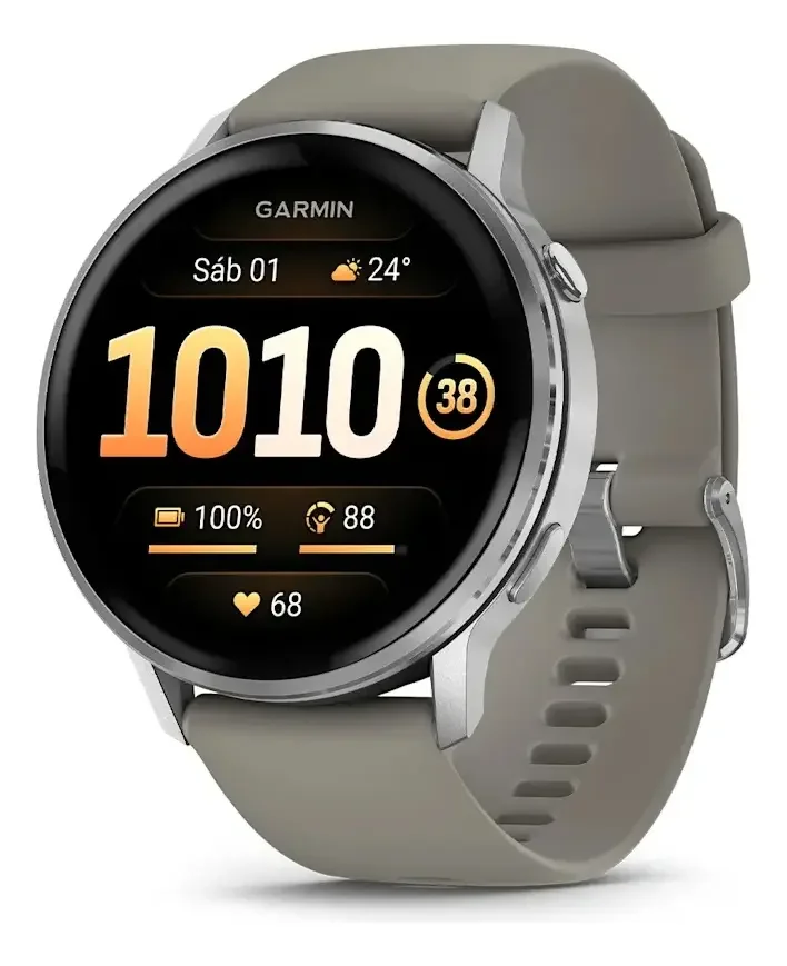 Relógio Garmin Venu 4 45mm Prata E Pulseira Cinza