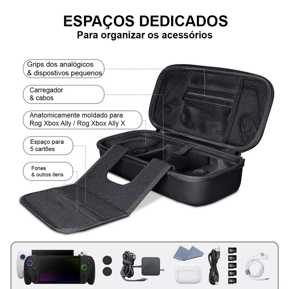 Case Para Rog XBOX Ally / Ally X Espaço Carregador Premium Cor:preto