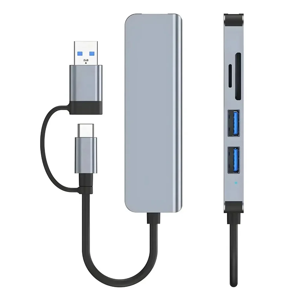 Imagem 3 de 4 do produto Hub Usb 3.0 5 Em 2 Adaptador B-max Bm-8641 Usb-c + Usb-a Leitor Sd Microsd